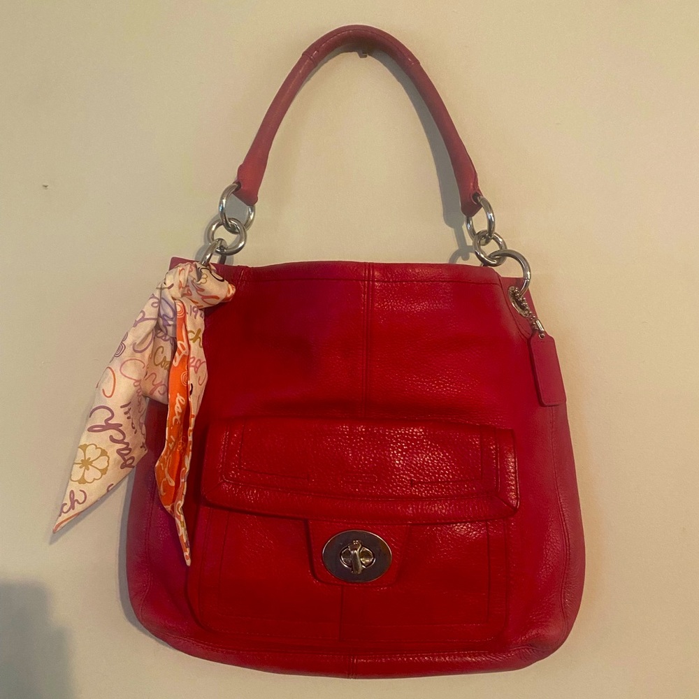 Red leather Coach bag